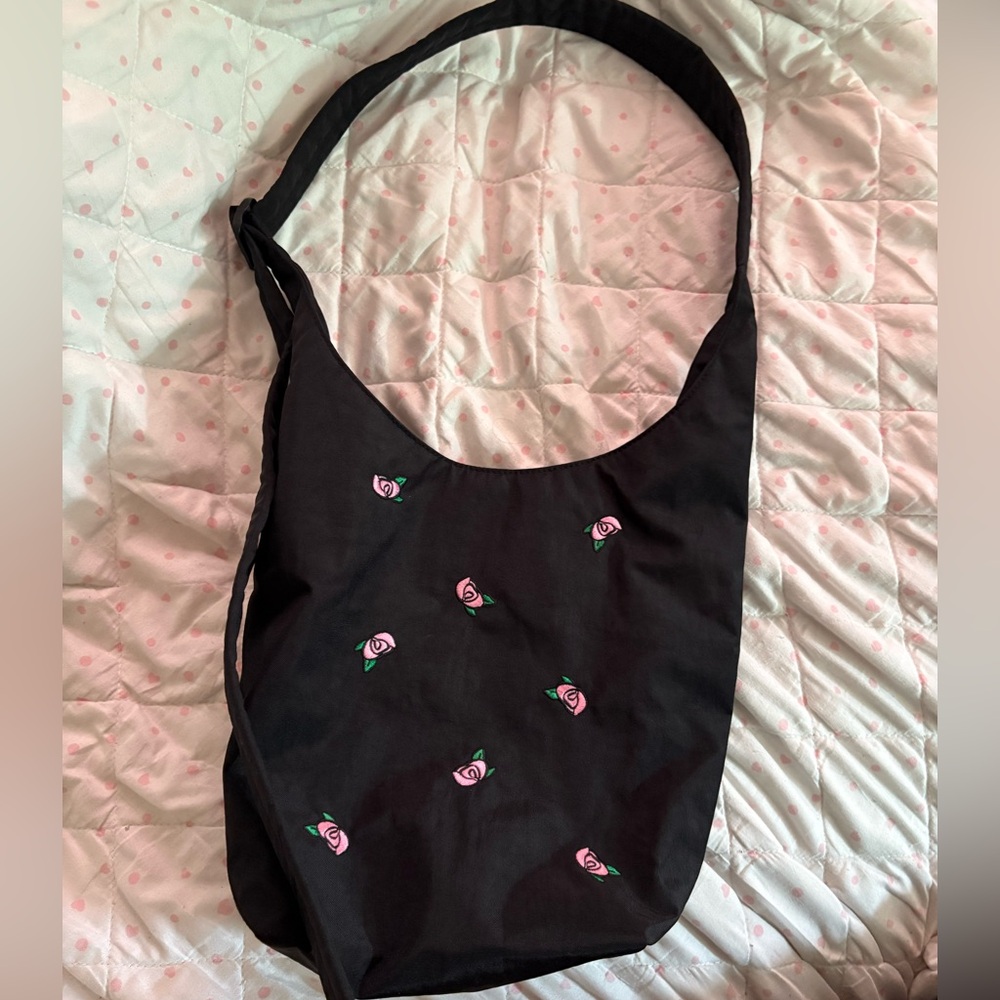Baggu small nylon sling bag with Rose embroidery